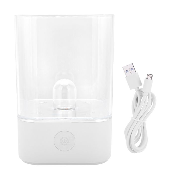 Lampe de nuit USB à variateur tactile en pierre de sel de lHimalaya naturelle (blanche-carrée)