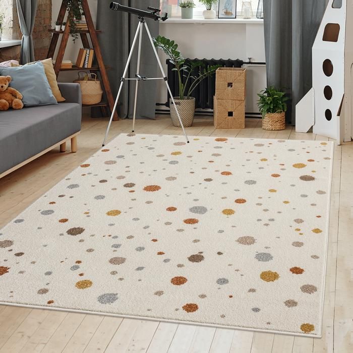 Tapis Enfant - THE CARPET - Beat Kids - Moderne et Doux - Facile dentretien - Crème 80 x 150 cm