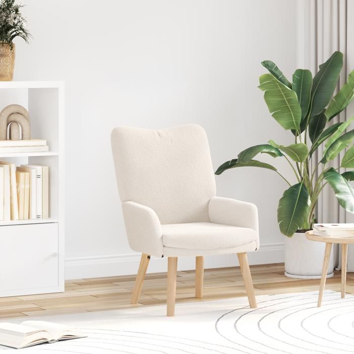 Moderne Fauteuil relaxant Fauteuil Club 1 Placeen tissu crémeux imitant la laine - Fauteuil Tv @FR(308719)