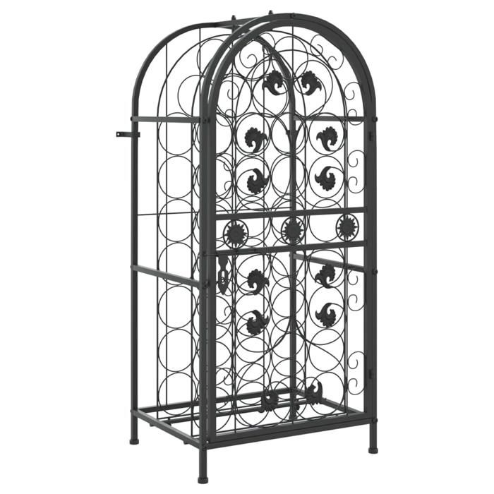 663351& Porte-Bouteille/ Casier à bouteilles - 33 bouteilles noir 45x36x100 cm fer forgé