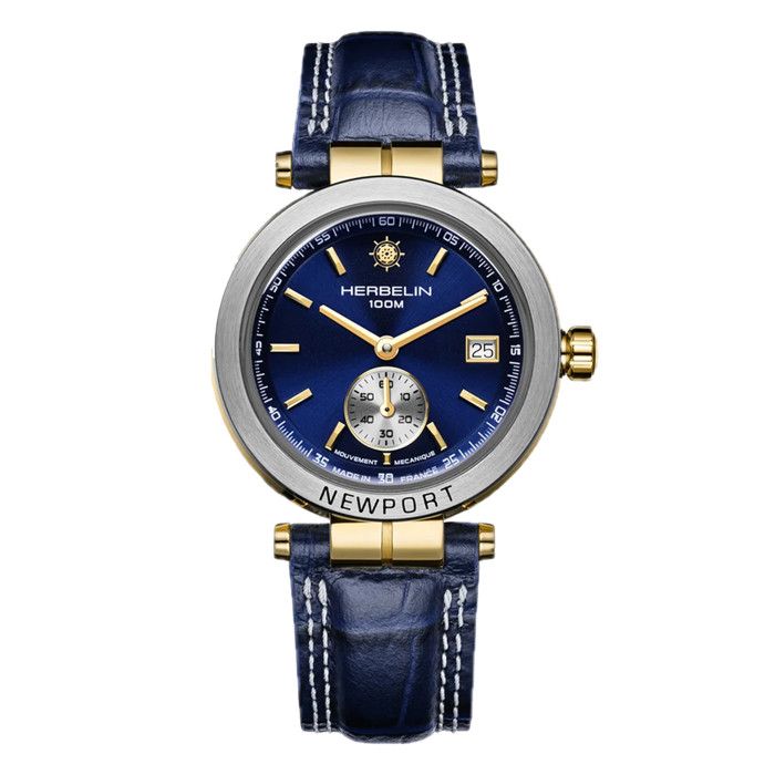 Montre homme - HERBELIN - Newport Héritage Original - Cuir bleu - Mécanique - Édition Limitée 200 ex. Montre homme - HERBELIN - Newport Héritage Original - Cuir bleu - Mécanique - Édition Limitée 200 ex.