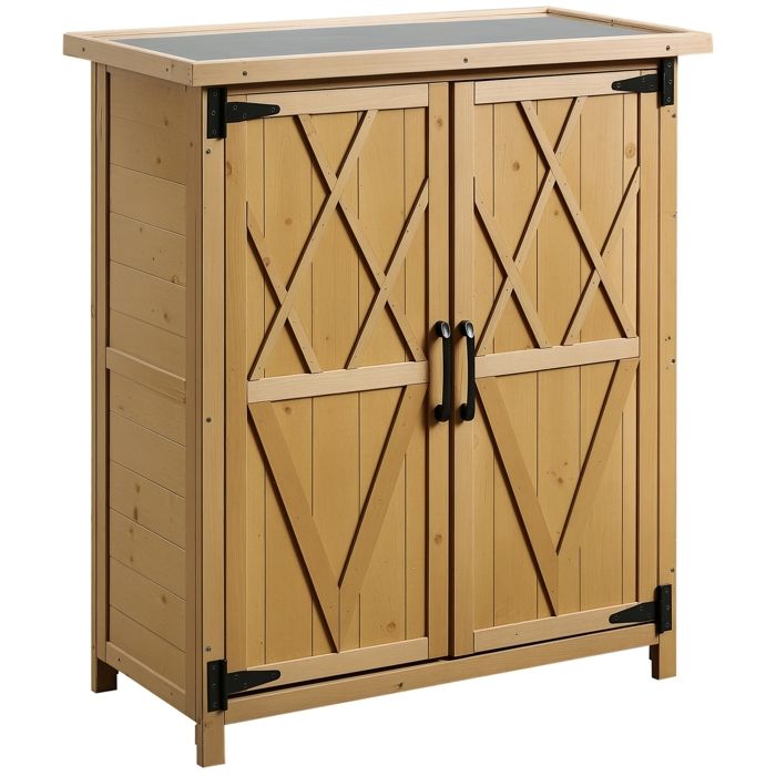 Abri de jardin armoire de jardin - Outsunny - 3 étagères 2 portes toit en tôle galvanisé bois sapin - 75 x 40 x 90 cm - jaune