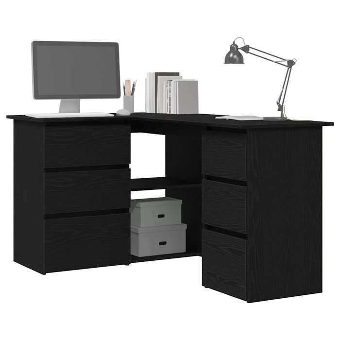 Kenneth@ Bureau dangle - 1 PERSONNE - Table dordinateur - Chêne noir 145x100x76 cm - Bois dingénierie LL871