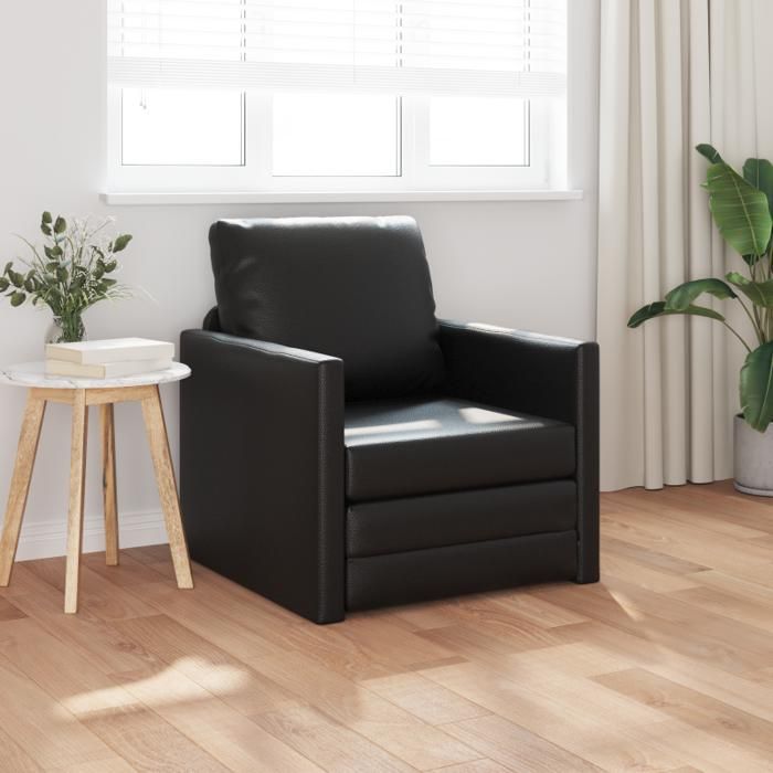 Fauteuil lit au sol 2 en 1 Noir 74x77x81 cm Simili cuir