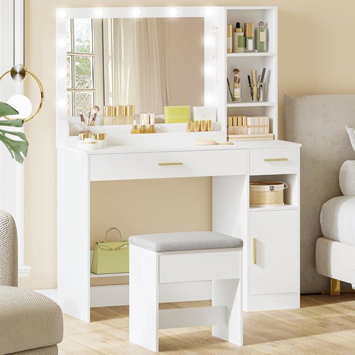Coiffeuse Avec Miroir Led Et Tabouret