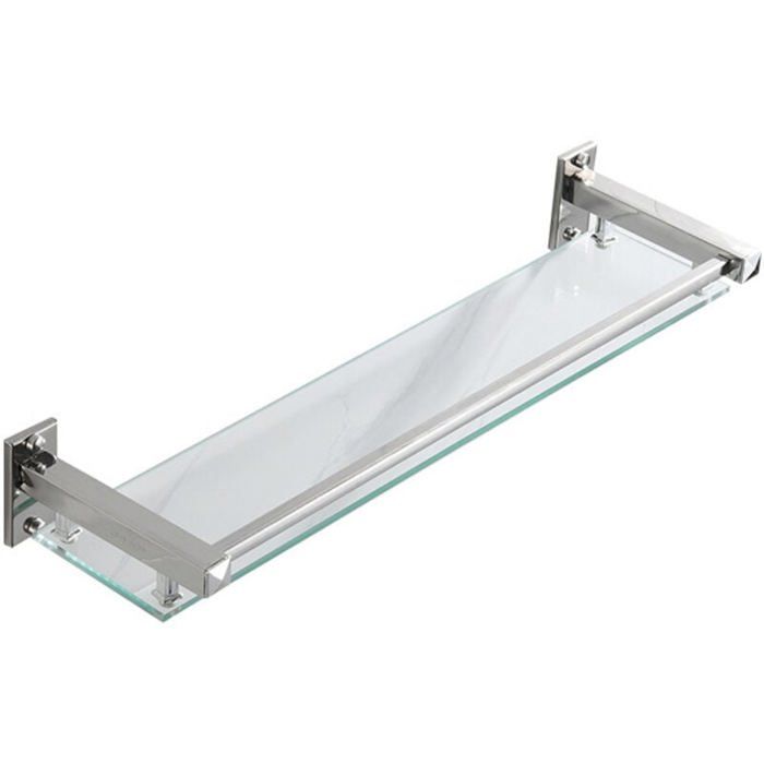 40cm Étagères de Salle de Bain Étagère de Douche en Verre Étagère Murale Rangement Douche avec Tablette Verre Trempé Rectangulaire