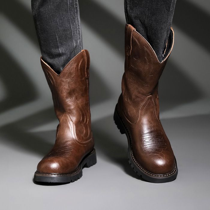 Bottes cuir style western - Chaussures Bottes cuir style western - Chaussures