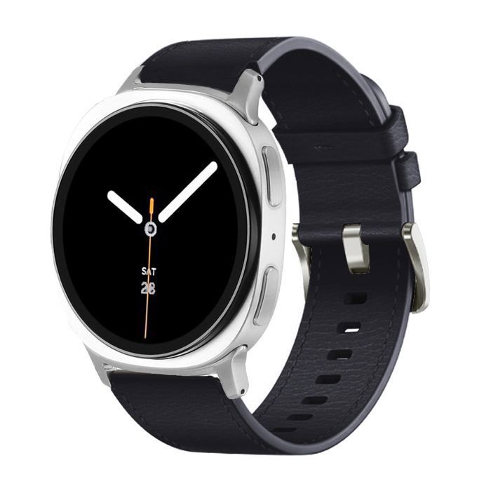 Stravo Bracelet Cuir Premium Texturé pour Samsung Galaxy Watch 8 40mm/44mm & Galaxy Watch8 Classic 46mm - Cuir Véritable - Noir