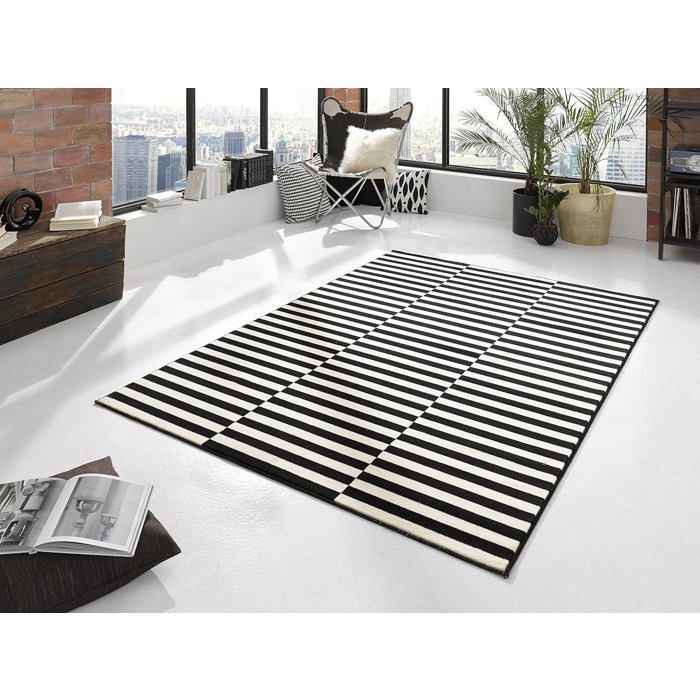 Tapis de salon - Hanse Home Gloria - 120x170 cm - Motif graphique moderne - Noir crème