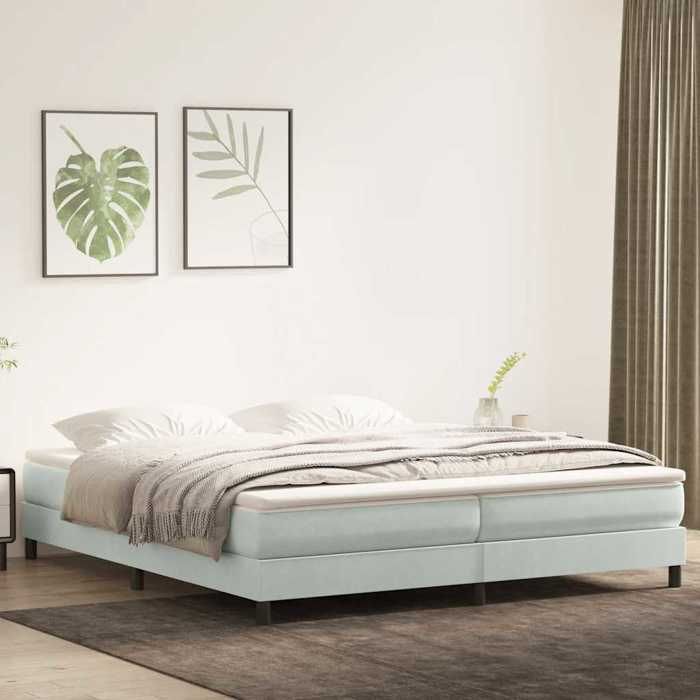 Sommier à lattes - vidaxl - 200x220 cm - Gris clair - Velours - Contemporain - 2 places - À monter soi-même