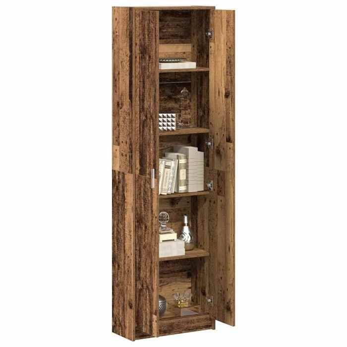 Armoire en bois dingénierie - vidaXL - 55x25x189 cm - Bois ancien - 5 étagères - 2 portes - Usage intérieur