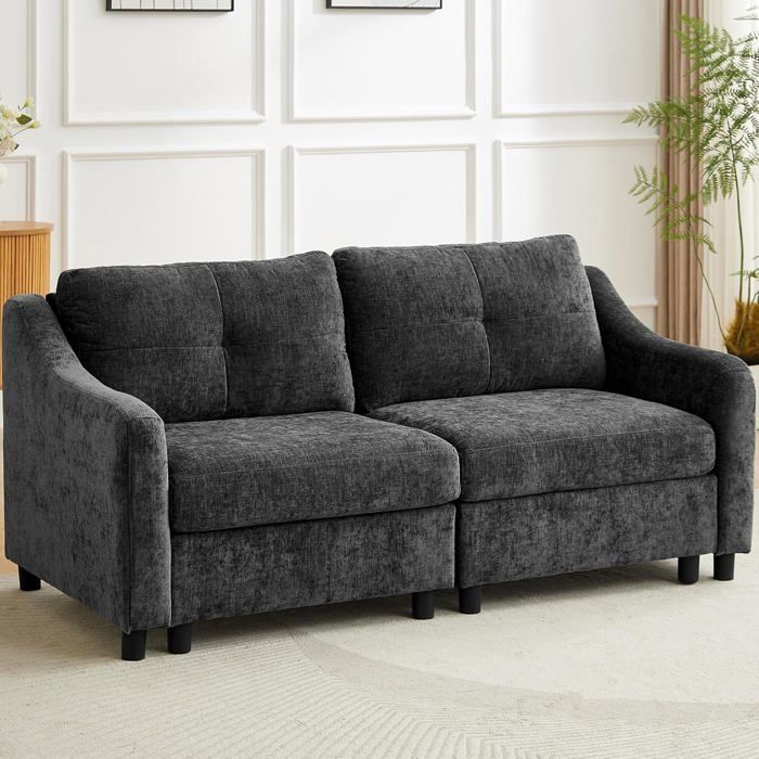 JIEXI Canapé dangle convertible Canapé en velours côtelé canapé-lit 251 cm (Gris 2 places)