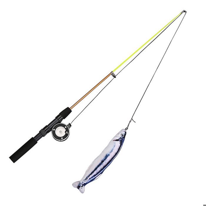 Meilleurs prix pour Canne à pêche chat jouet rétractable avec plume et moulinet interactif pour chats d’intérieur