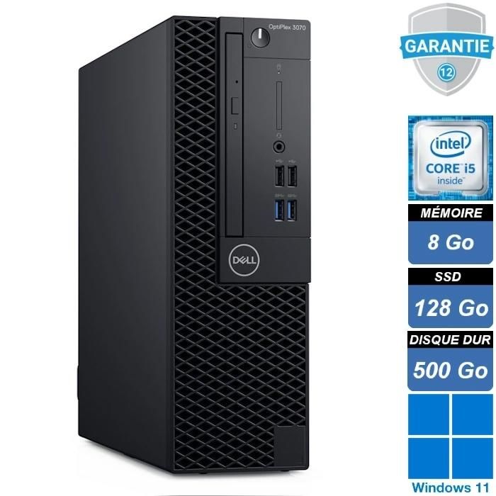 Unité centrale - DELL - OPTIPLEX 3070 SFF - Intel i5-9500 - RAM 8Go - SSD 128Go+HDD 500Go - DVDRW - Pc fixe - Win 11 Pro Reconditionné -  reconditionné disponible sur Cdiscount Seconde Vie