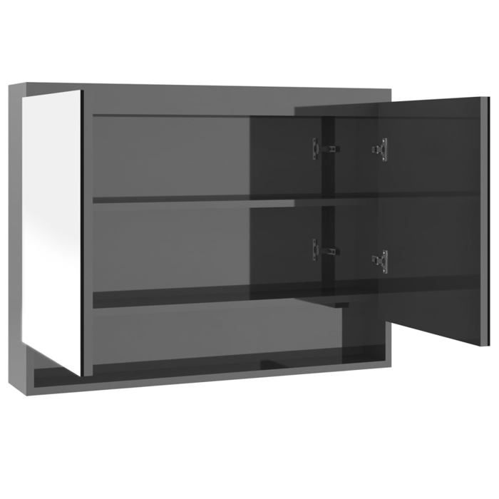 En solde Placard de bain (1 pc) Armoire à miroir de salle de bain 80x15x60 cm MDF Gris brillant A939