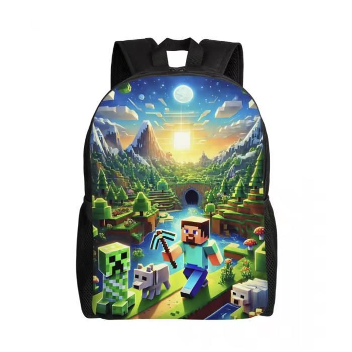 Sac à dos enfant univers jeu pixel aventure – Cartable scolaire 41 cm – Léger et résistant