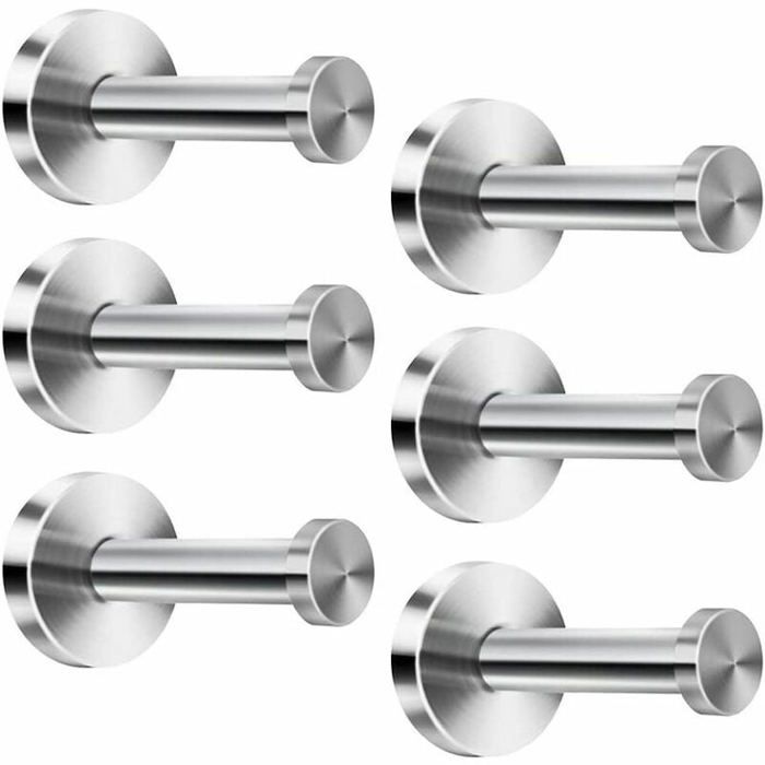 Patère Murale Inox Crochets Porte Manteau Crochet Mural Peignoir Chrome Fini Base Ronde-6Pièces，Starlight RUIOIU
