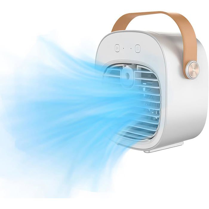 Climatiseur portable - PZCC - 4000mAh - Batterie rechargeable USB - 3 vitesses silencieux - Humidificateur/Ventilateur