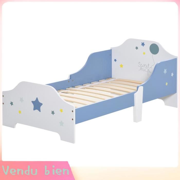 LIA Lit enfant 3-6 ans design étoiles bleu/blanc 143x74x59cm