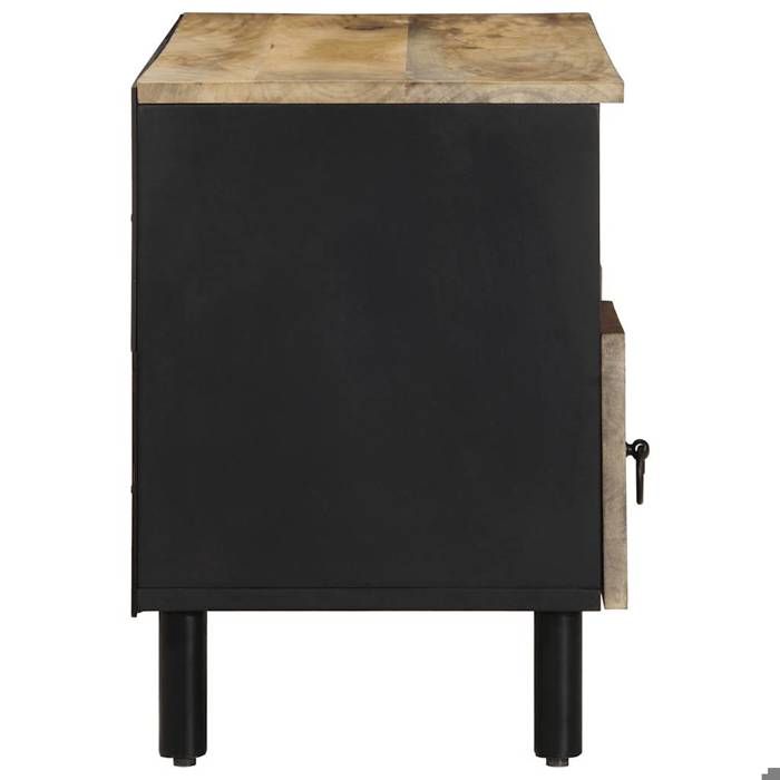 Noir Armoire multimédia Meuble HIFI (1 PC) Pour salon noir 100x335x46 cm bois massif manguier brut N2563
