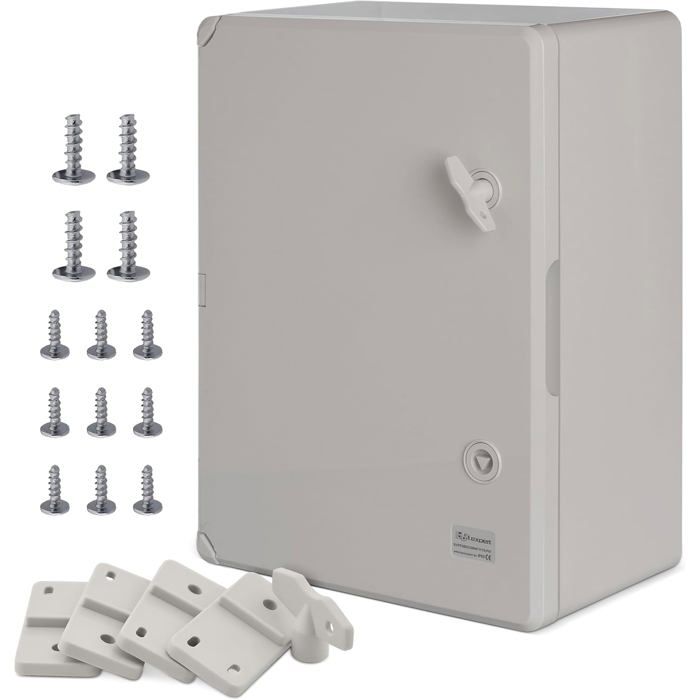 BOXEXPERT Coffret de distribution extérieur IP65 ABS 400x300x170mm Gris ou Noir Boîtier mural industriel