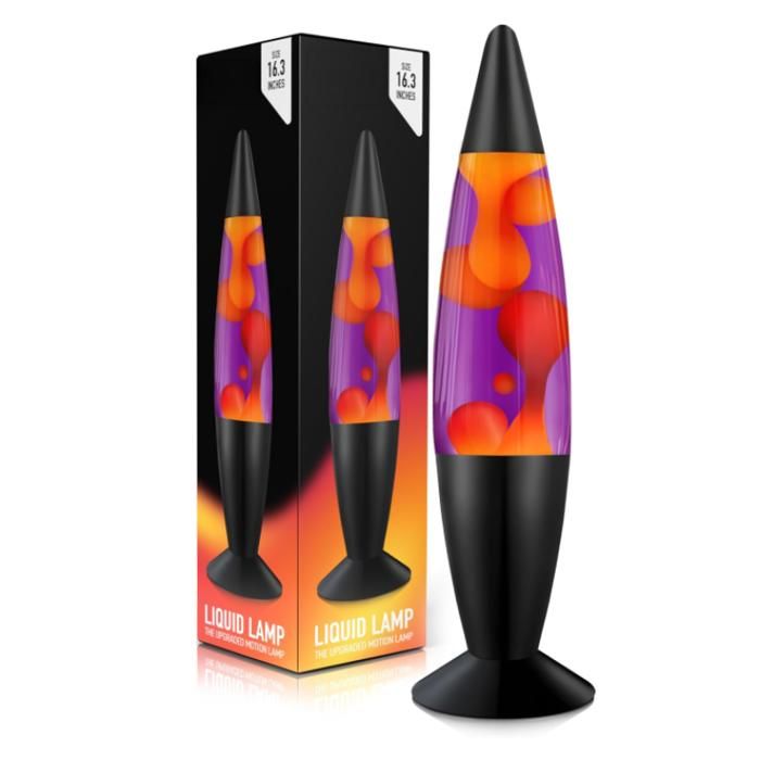 Lampe 16 – Violet avec Cire Jaune/Orange Lampe à Liquide Relaxante Bureau Chambre Lumière Magma Veilleuse Décoration Maison