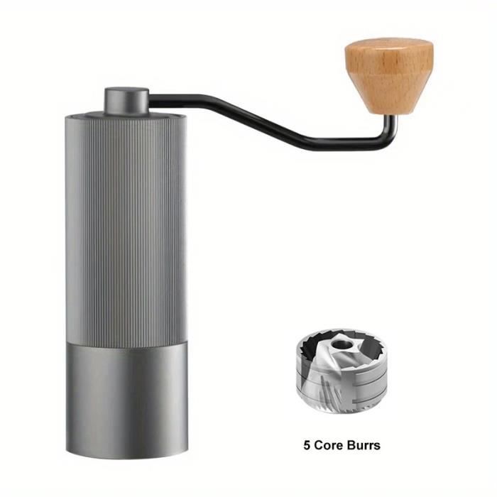 Moulin à Café Manuel En Acier Réglable - 25g Avec Brosse De Nettoyage - Cuisine Design Noir