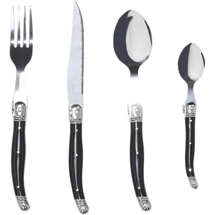 LAGUIOLE Ménagère 24 Pièces Acier Inox 430 PVD Rose Mat – Set Complet 6 Couteaux, 6 Fourchettes, 6 Cuillères, 6 Cuillères Dessert – Élégance Moderne