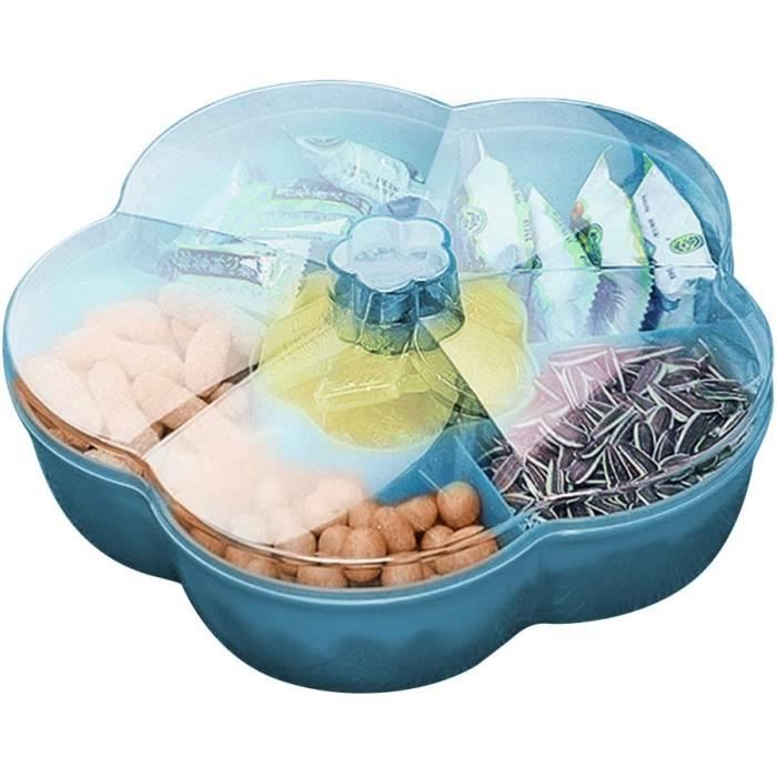 Plateau Snack Rotatif 6 Compartiments Avec 4 Fourchettes Inox - Couvercle Hermétique, Poignée - Pour Fêtes Et Pique-niques