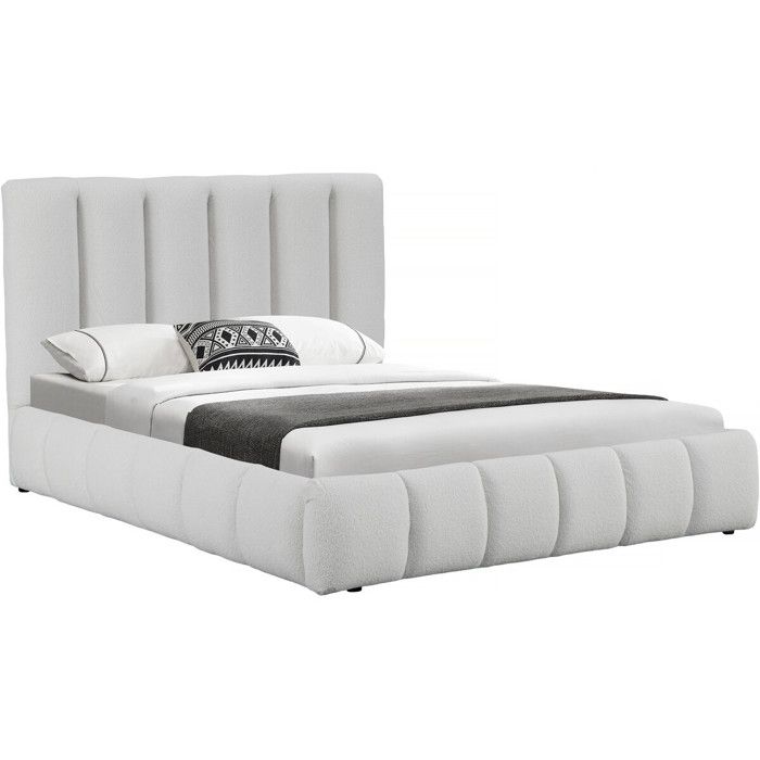 Lit bouclette avec coffre Annie - 140 x 190 cm - Blanc