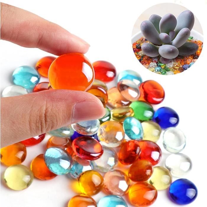 120 Billes Plates En Verre De 2 Cm – 500 G De Galets Décoratifs Pour Enfants, Loisirs Créatifs Et Décoration
