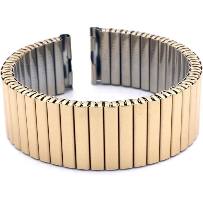 Bracelet De Montre ZRC En Acier Inoxydable Doré – Largeurs 18/18/20mm, Flexible Et Neuf