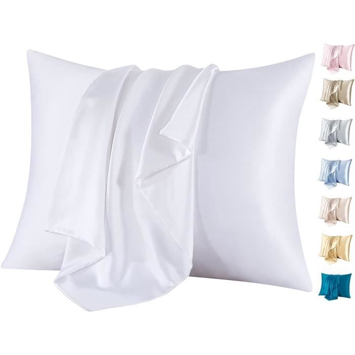 Taie D'oreiller En Satin 50x76 Cm - Broderie Florale, Soie Pour Cheveux Et Peau, Anti-frisottis, Anti-rides, Confortable