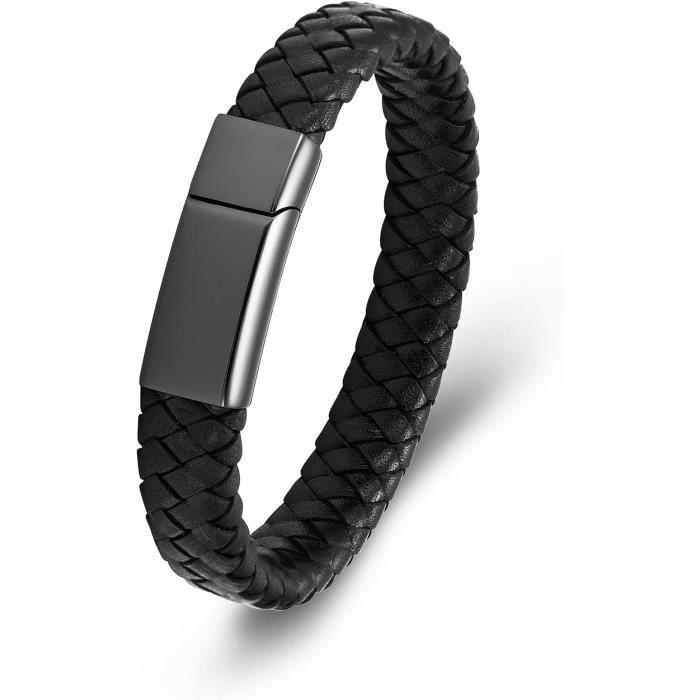 Bracelet Urne Funéraire En Cuir Tressé - Pour Cendres, Souvenir Personnalisable, Homme Et Femme, Acier Inoxydable