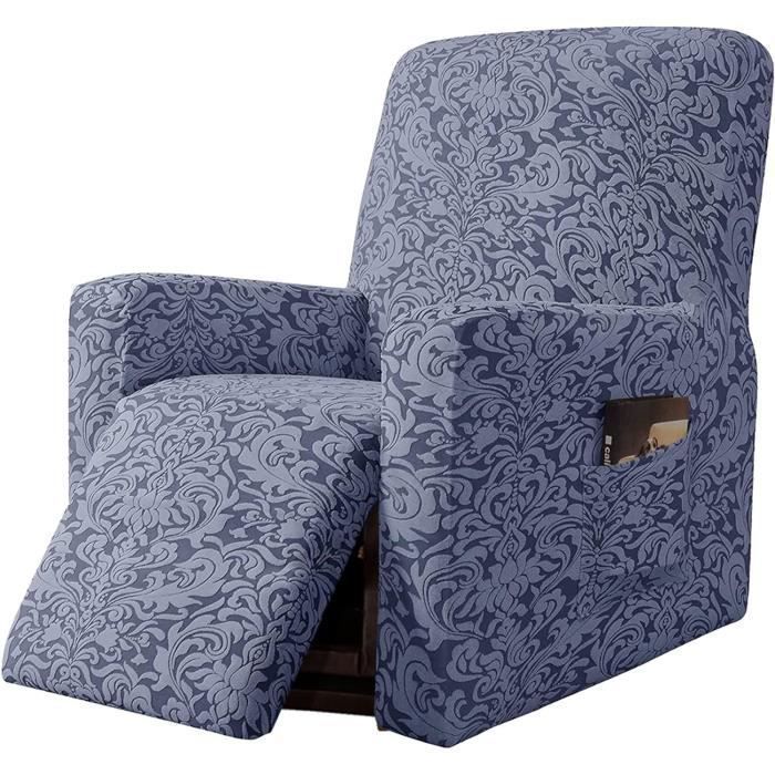 Housse de Fauteuil Relax Extensible - Jacquard - Gris - 1 Place - Lavable en machine