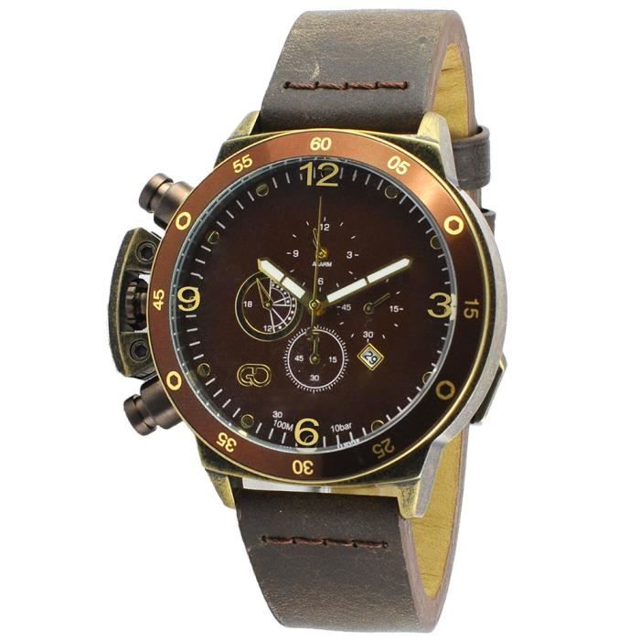 Montre Bracelet Sport Weite – Boîtier Acier 50 Mm, Cadran Blanc, Bracelet Cuir – Neuf Vintage (NOS)