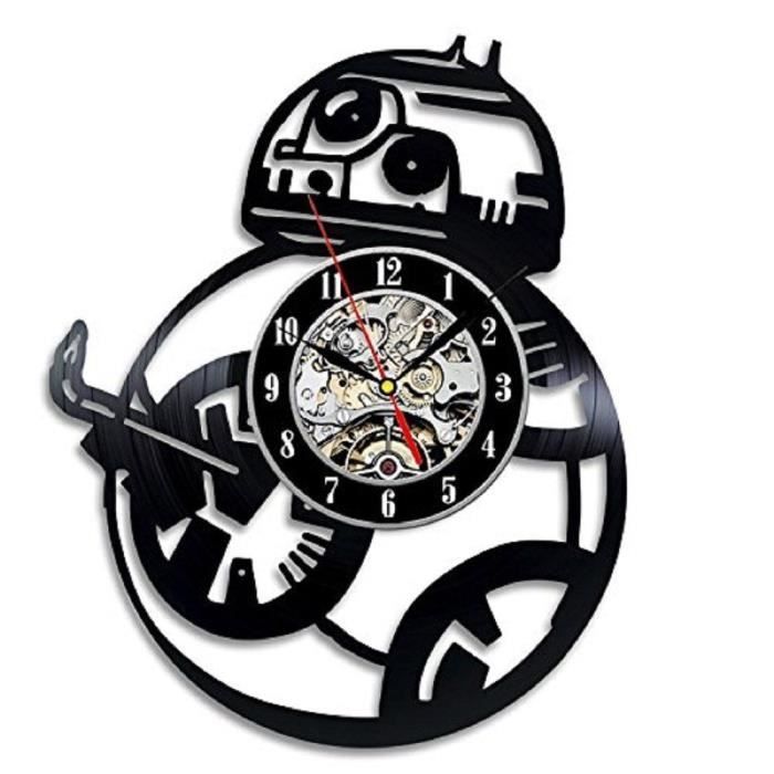 BB-8 star wars design vinyle horloge murale move jeu home decor art salle de jeux 