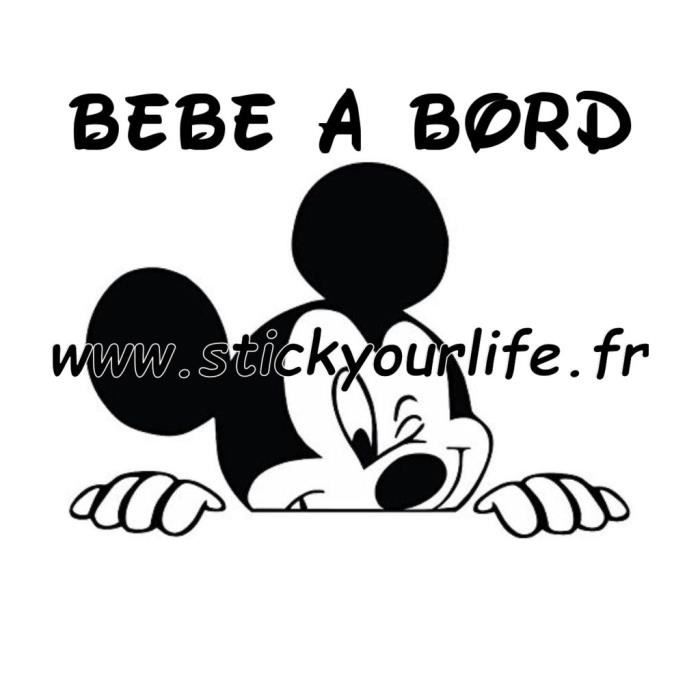 Bebe A Bord Mickey Sticker Autocollant Tuning Voiture Famille Curieux Disney Vag Rose Lilas 40cm Cdiscount Auto