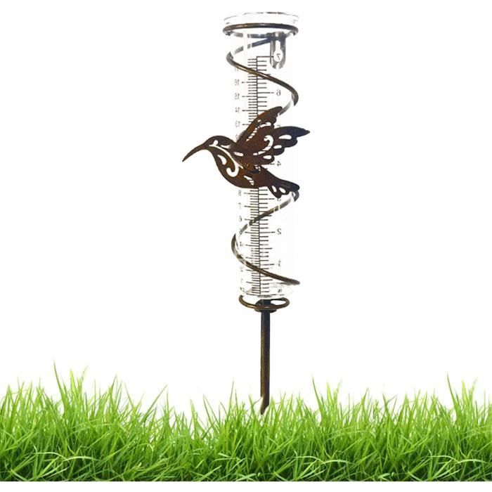 Pluviomètre En Verre Avec Piquet Métal - Pour Jardin, 17.8cm, Facile à Lire - Décoration Extérieure