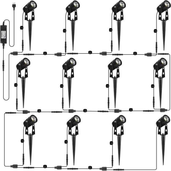 4 Spots De Jardin LED OMSEN GU7 7W - Blanc Chaud 3000K - IP67 Étanche - Piquet Aluminium Orientable