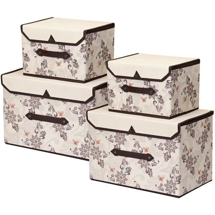 Grande Boîte De Rangement Avec Couvercle Capacité Coton Lin Pliant Boite De Rangement Avec Couvercle Vetements Jouets Rangement Organisation Menagere