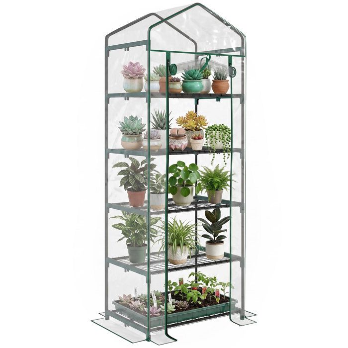 Serre de jardin - Outsunny - PVC étagères 5 niveaux balcon bâche renforcée 135 g/m² - acier - 69x49x193cm - transparent