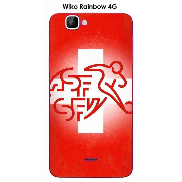 Coque Wiko Rainbow 4G design Foot Suisse fond drapeau ...