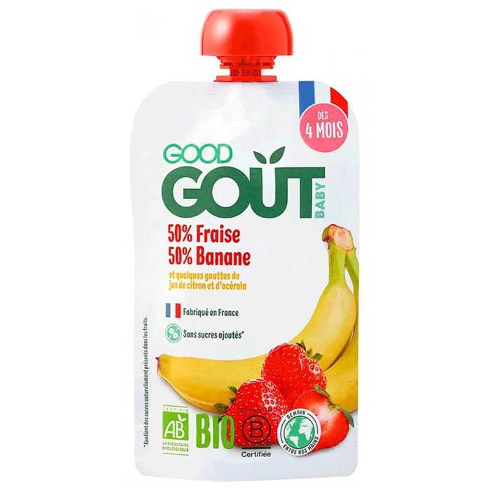 Compote fraise banane sans sucres ajoutés Bio dès 4 mois Good Gout