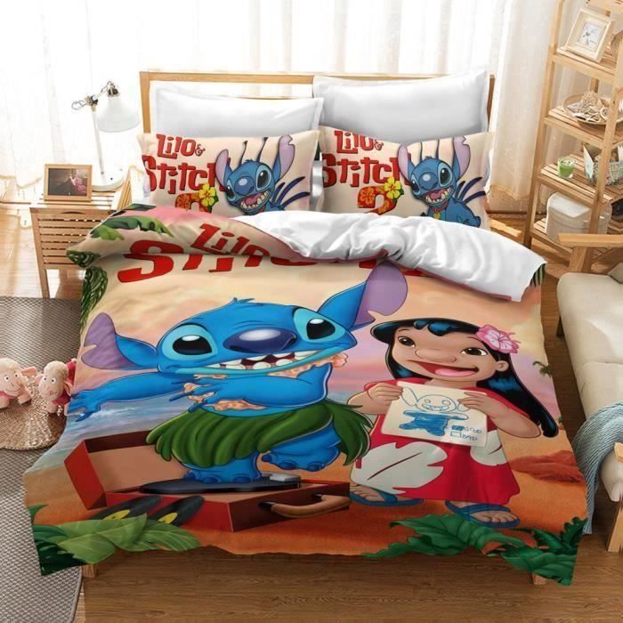 STITCH Lilo&Stitch Sets de Housse de Couette 200x200cm+2 taies d'oreillers  50x75cm Stitch Parure de Lit 2 Personnes LBQ76 - Cdiscount Maison