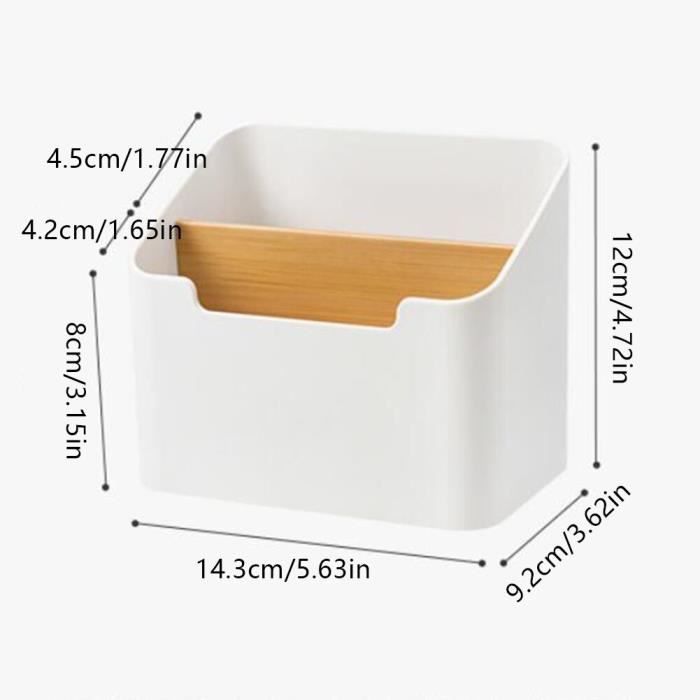 Boîte Bois Design Bureau Boîte De Rangement De Bureau En Bois Avec 4 Compartiments Amovibles - Organiseur Pour Téléphone, Télécommande, Stylos, Notes Porte Telecommande