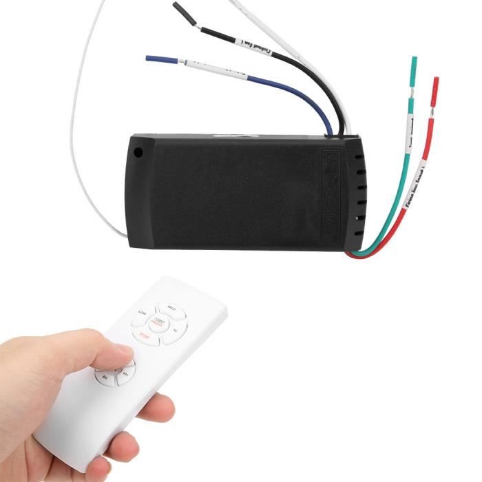 Kit Télécommande Pour Ventilateur De Plafond - Récepteur + Télécommande Sans Fil - Piles AAA - Compatible 3 Vitesses Et Lumière