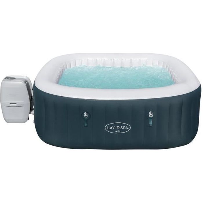Spa gonflable BESTWAY - Lay-Z-Spa Ibiza Airjet - 180 x 180 x 66 cm - 4/6 places - Carré (+ couvertur