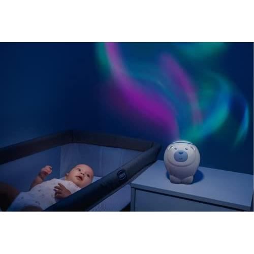 projecteur de berceau chicco - 00011558200000 - bleu - musique classique et aurore boréale