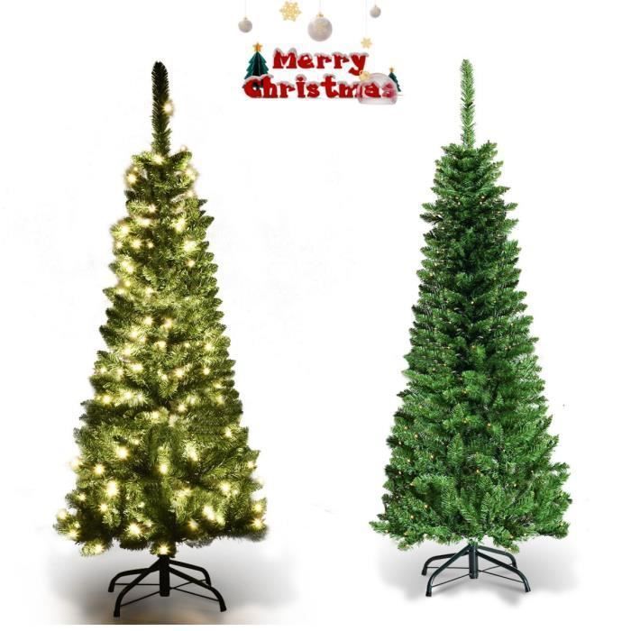 Sapin De Noël Pop-up Pliable 150 Cm Avec 50 Lumières LED - Décoré, Réutilisable, Support Inclus - Vert Foncé